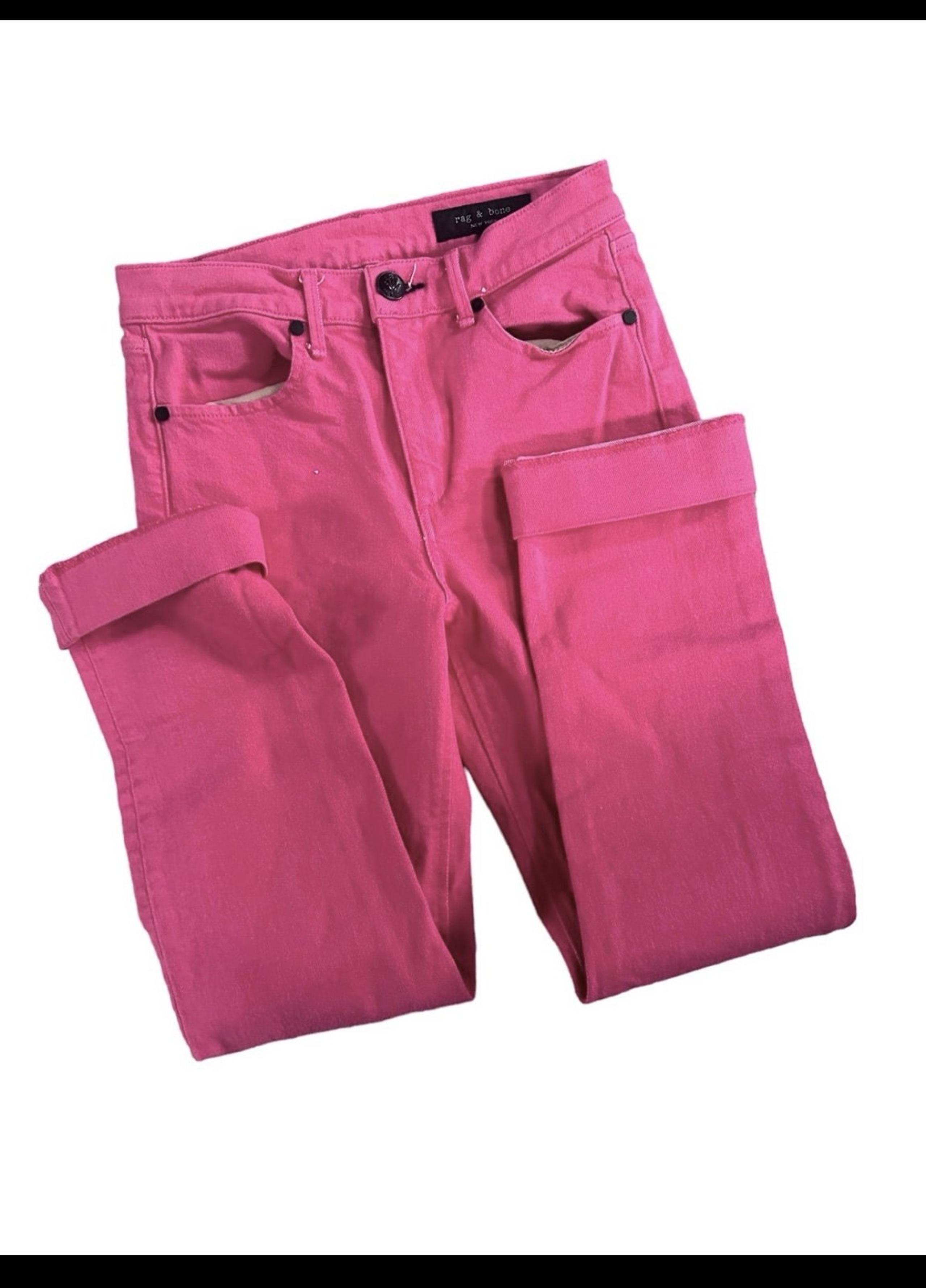 Womens Rag & Bone Cuffed Cropped Pink Jeans Waist size 25