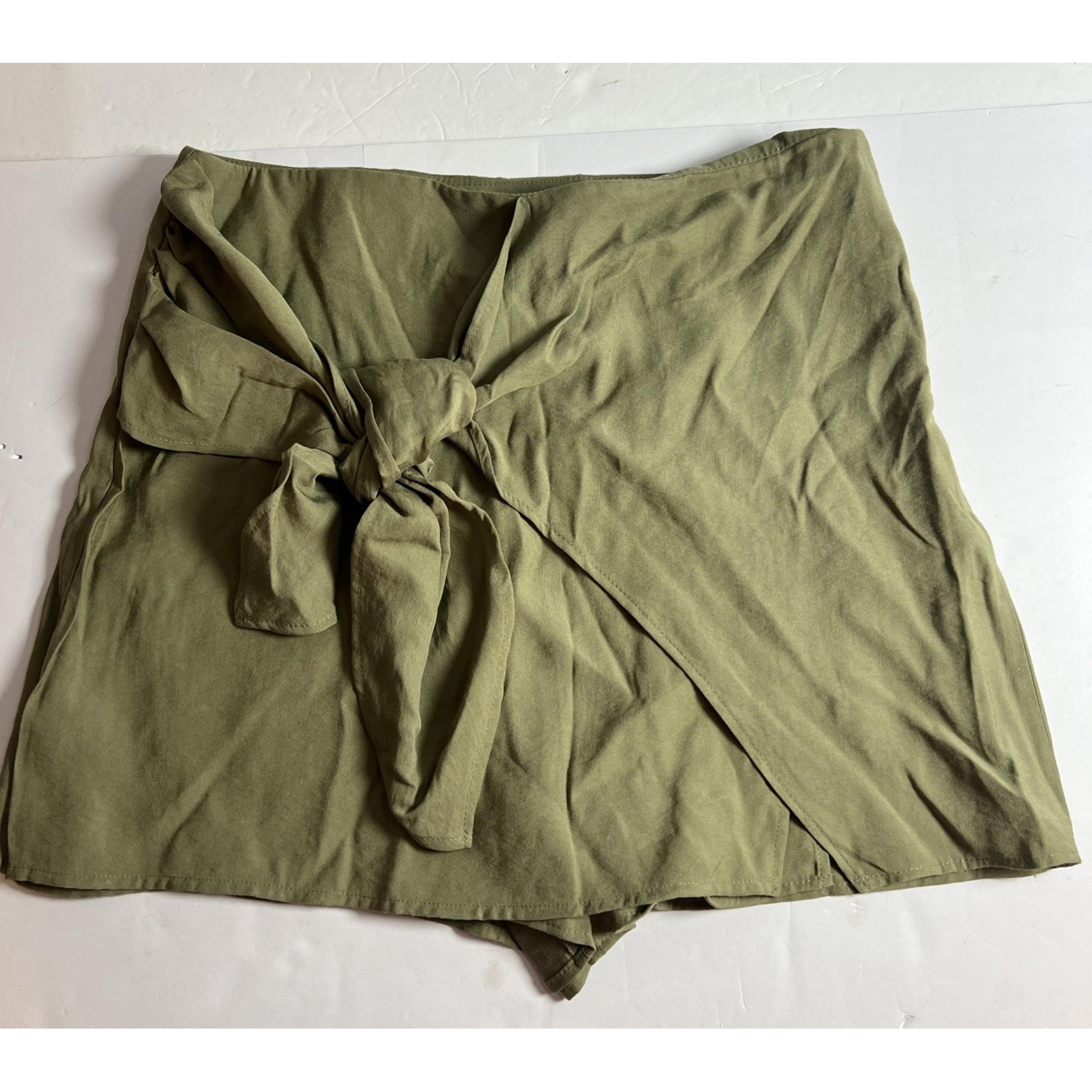 Zara Women's Olive Green Faux Wrap Skort Size Large