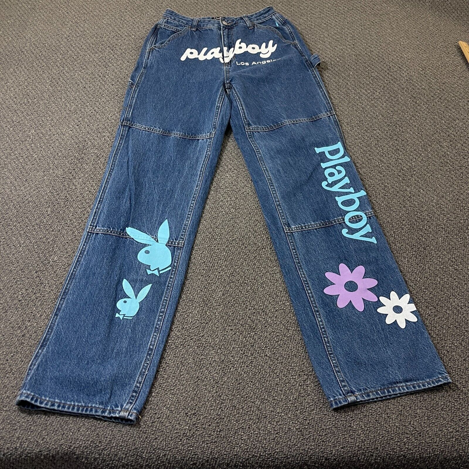 Playboy By Pacsun Womens Jeans Size 26 Blue Denim Bootcut Floral