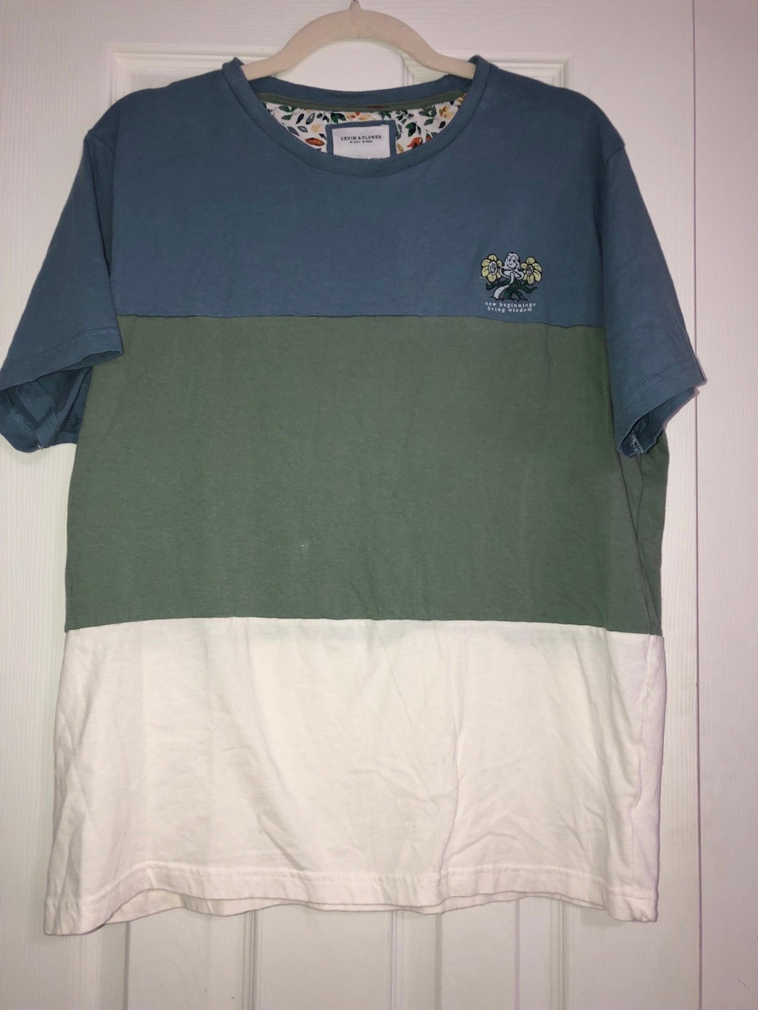 Denim & Flower Ricky Singh short sleeve color block shirtmen’s size XL.