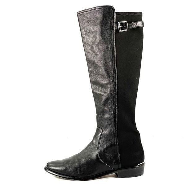 COACH Boots Womens 7.5B Black LILAC Tall Leather Equestrian Riding Boot