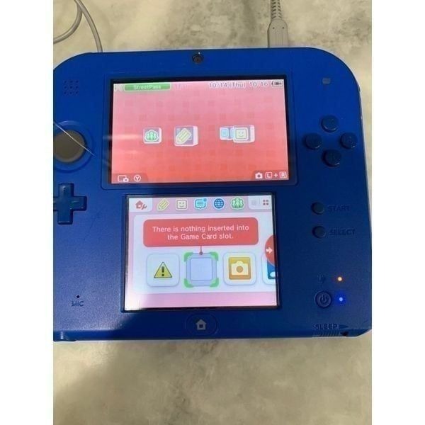 Nintendo 2DS in Electric Blue with charger.