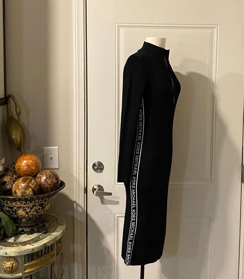 【関税&送料込】Michael By Michael Kors Dress With Logo Stra Logo Jacquard Mock Neck Dress | Michael Kors [US]