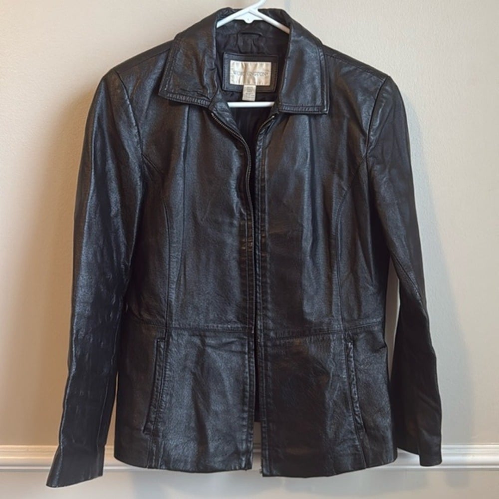 Worthington Black Leather Jacket — Small