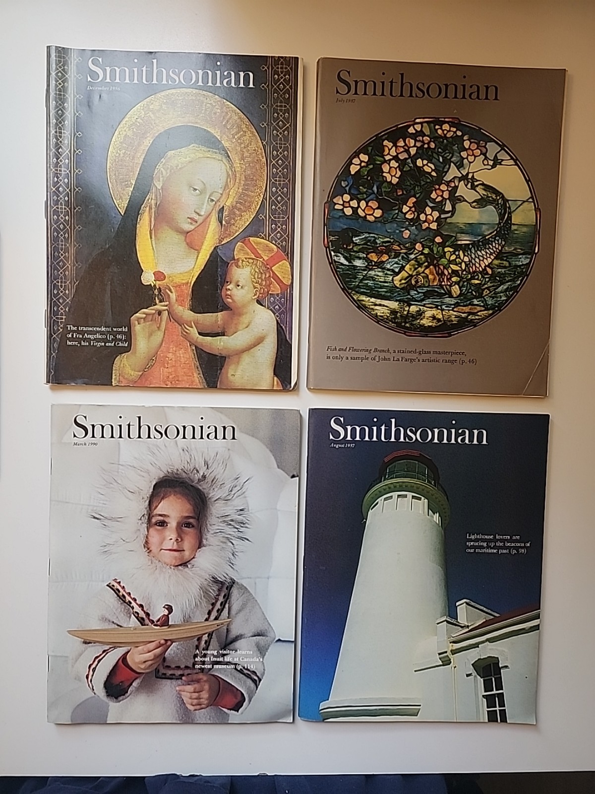 Smithsonian Magazine 4 Pc Bundle Jul/87, Dec/86, Aug/87 & Mar/90. Pre-owned.