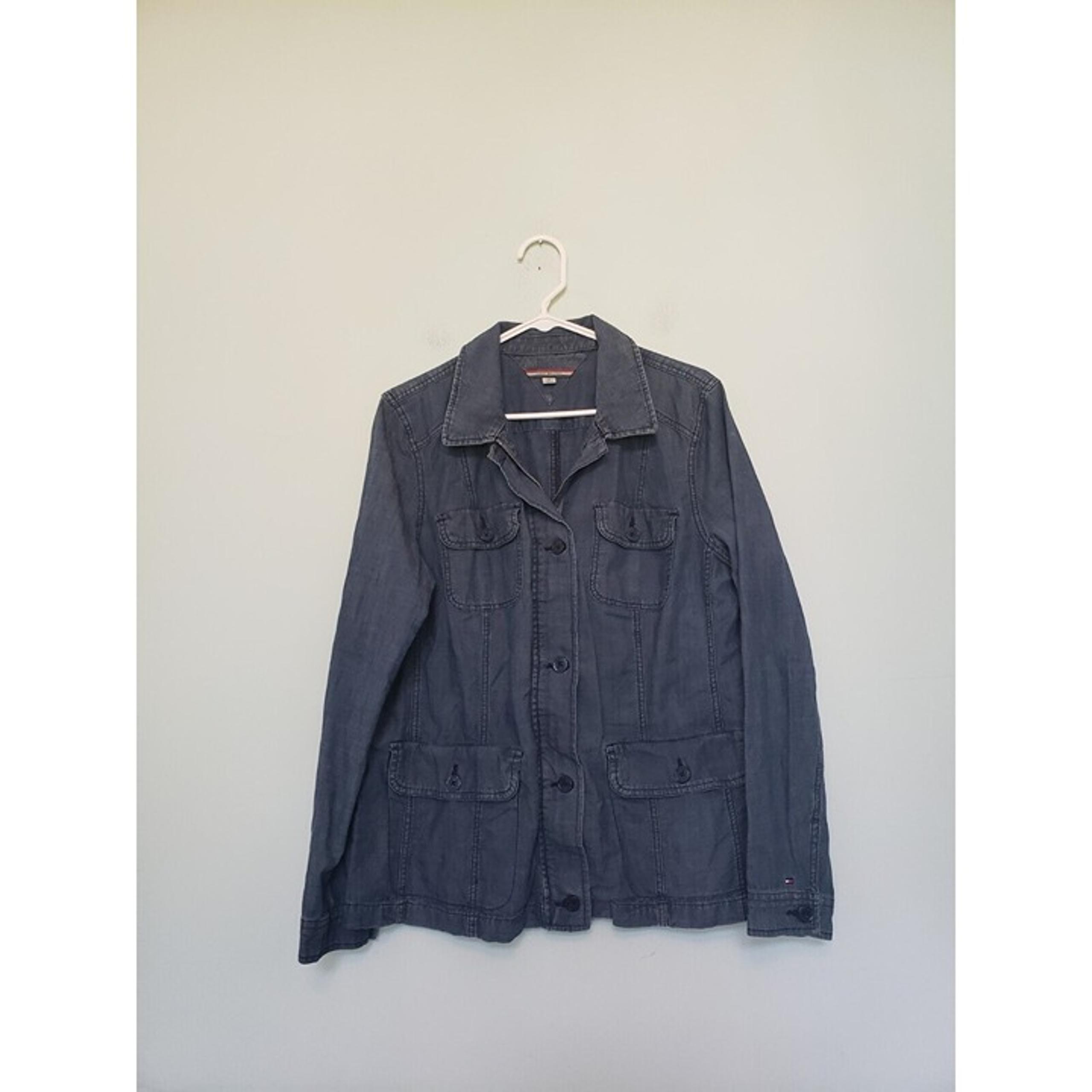 Tommy Hilfiger Womens XL Jean Jacket Medium Wash Denim 100% Cotton Button Up