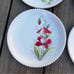 Vintage Westmoreland Hand Painted Floral Hobnail Milk Glass Decorative Plates