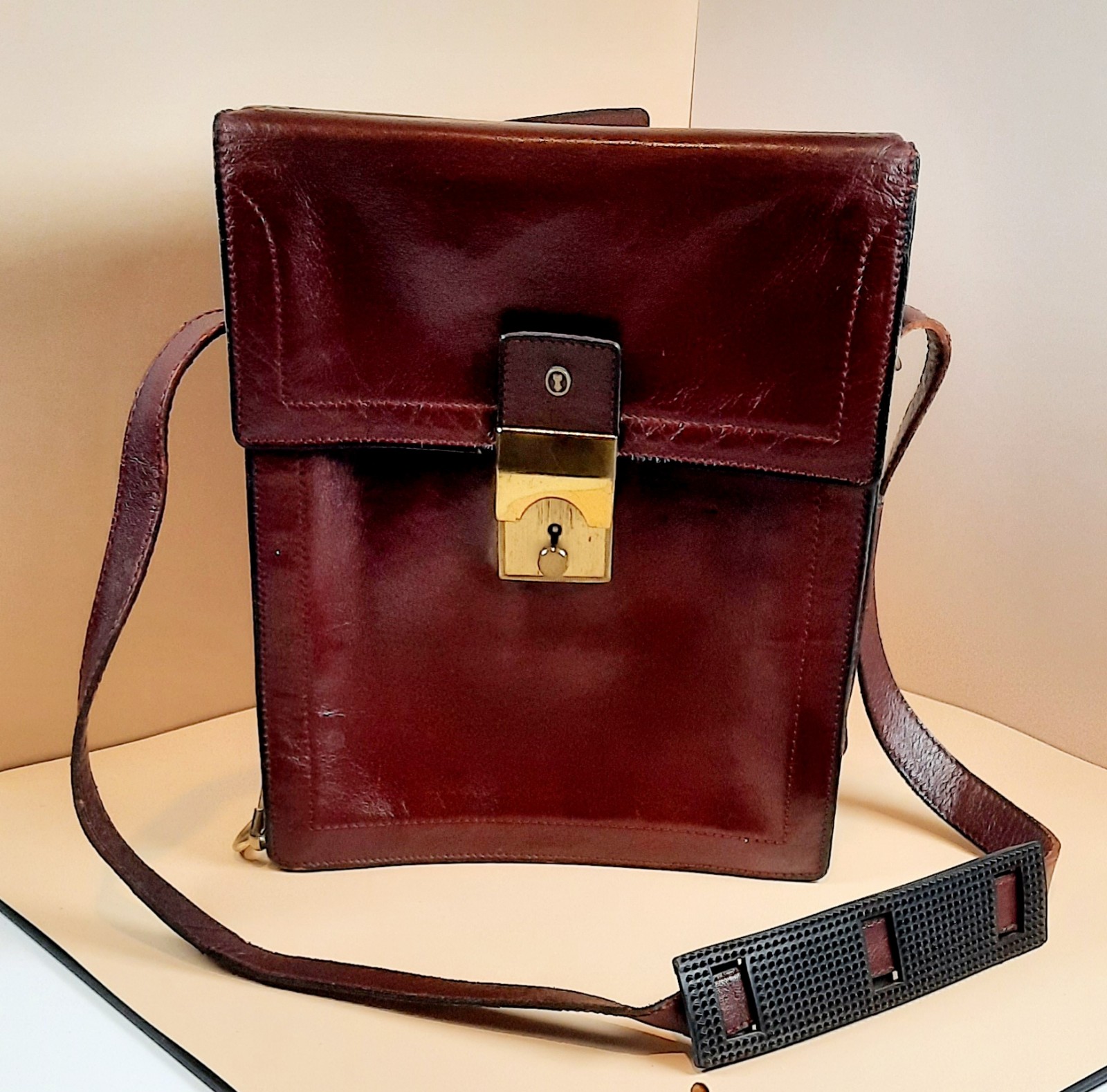 Gold Pfeil Sport W. Germany Brown Leather Men's Travel Organizer Shoulder Bag