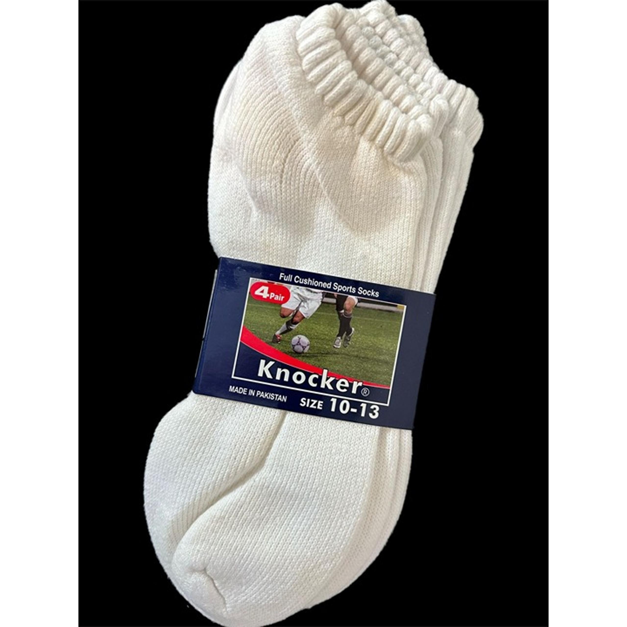 Knocker Ankle Full Cushioned Sports Socks Unisex Quarter Plain White Size 10 - 1