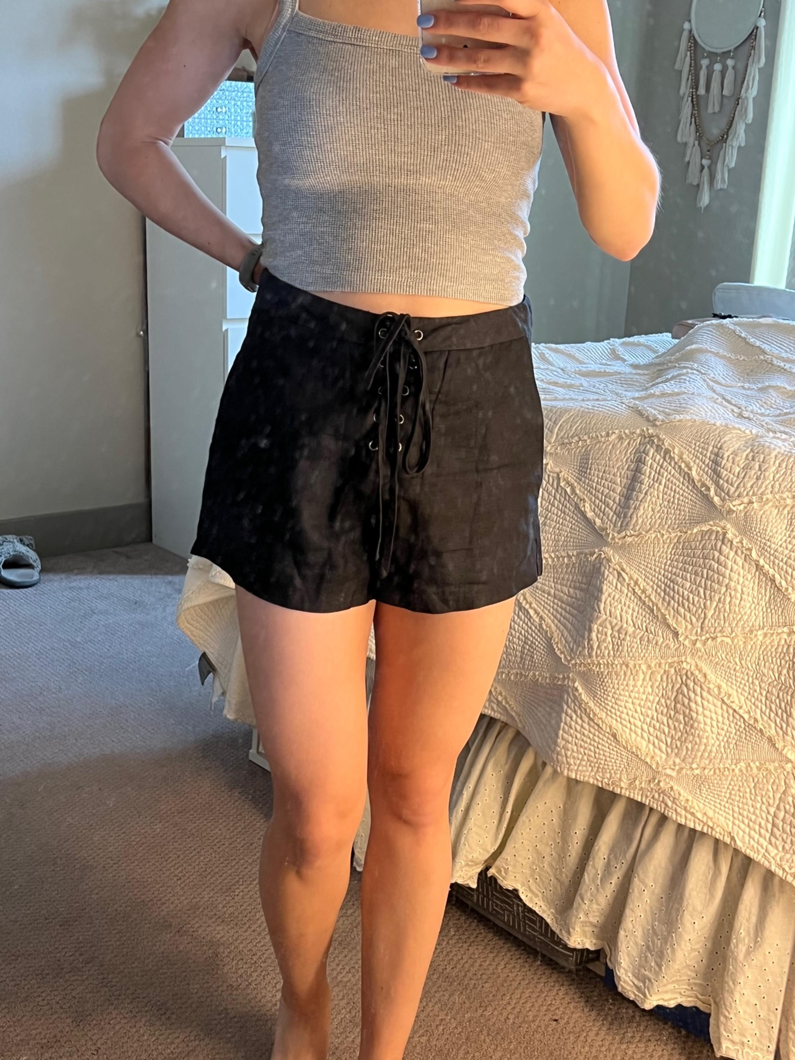 LF lace up black shorts