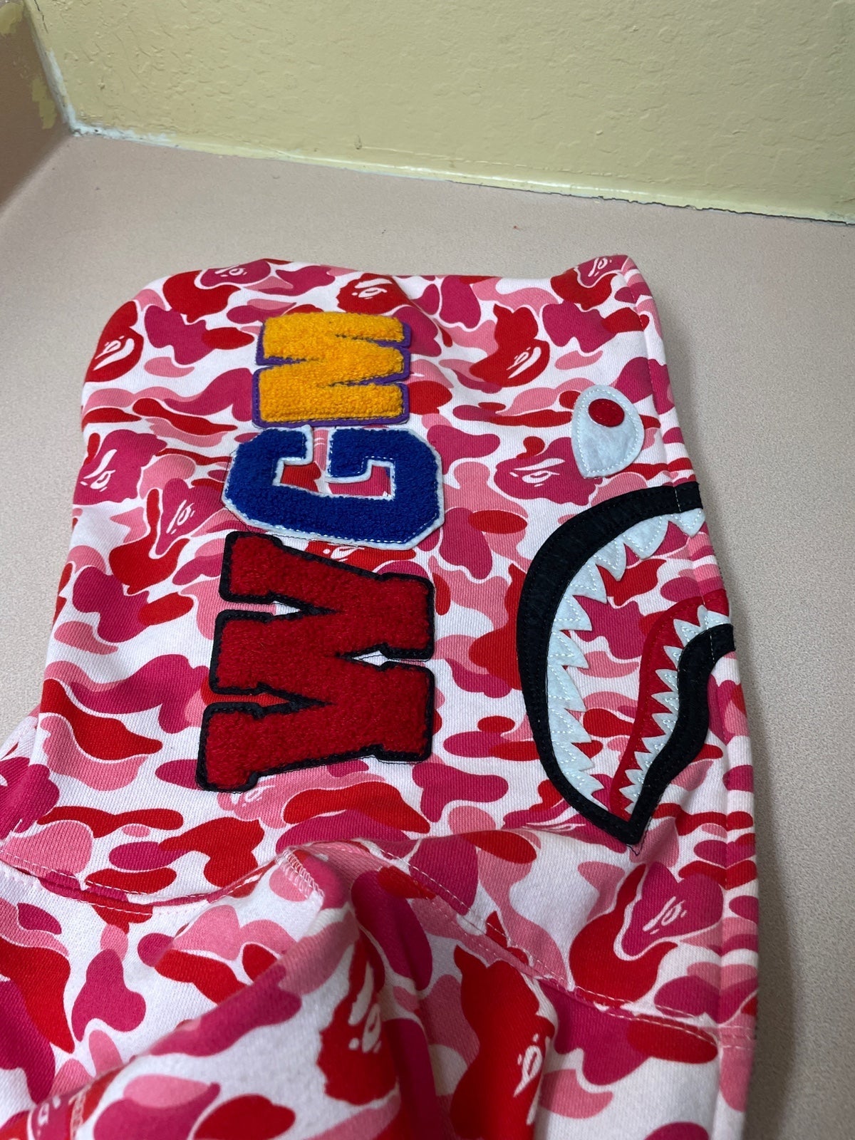 Abc shark camo bape hoodie Pink/Red/White