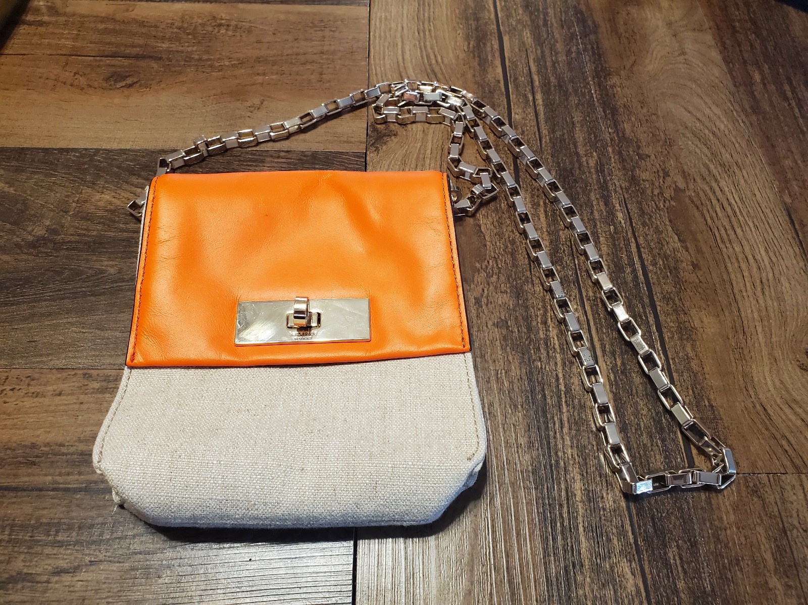 Kate Spade purse bag orange linen chain