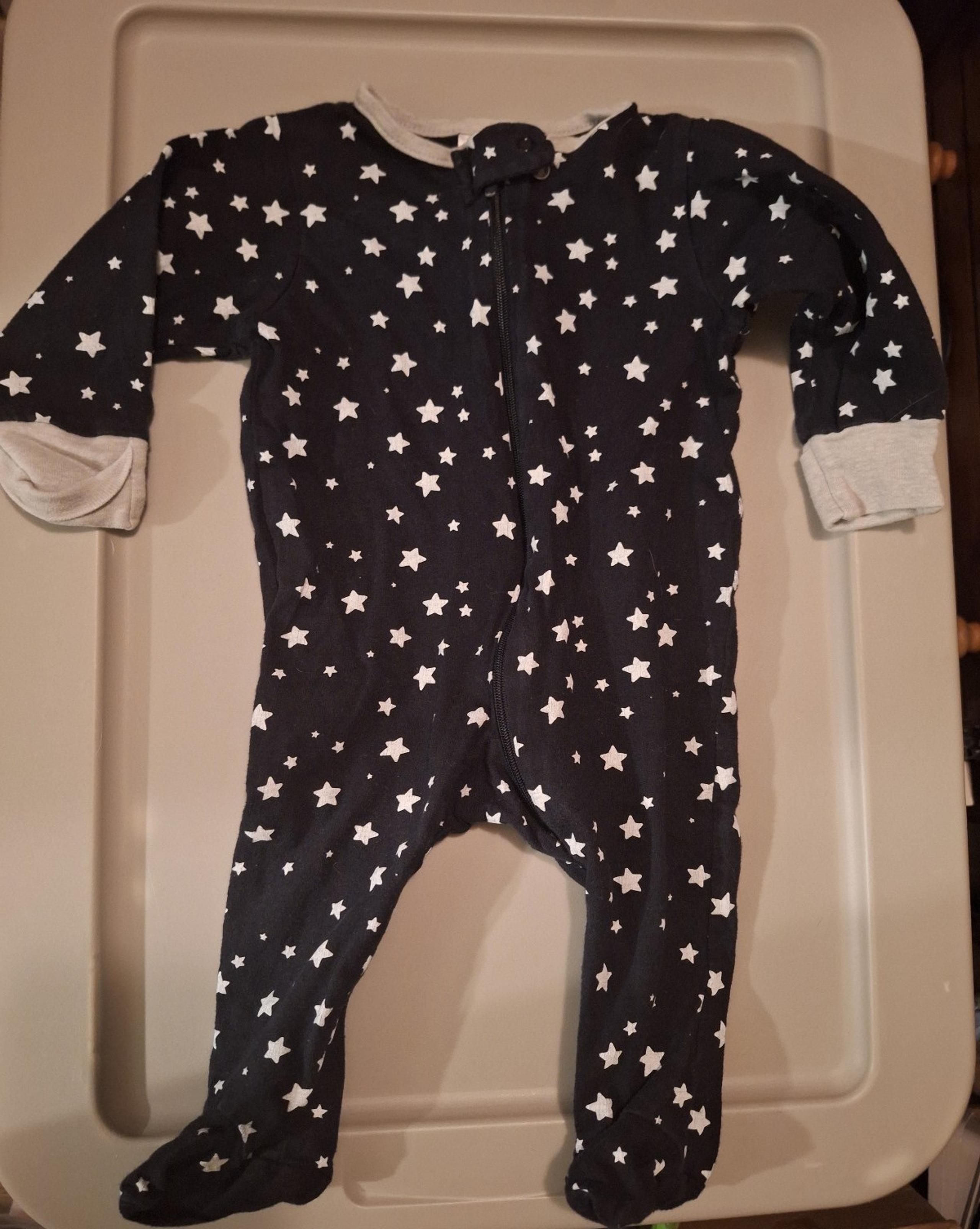 Black Stars Footie Onesie - 0-3 months