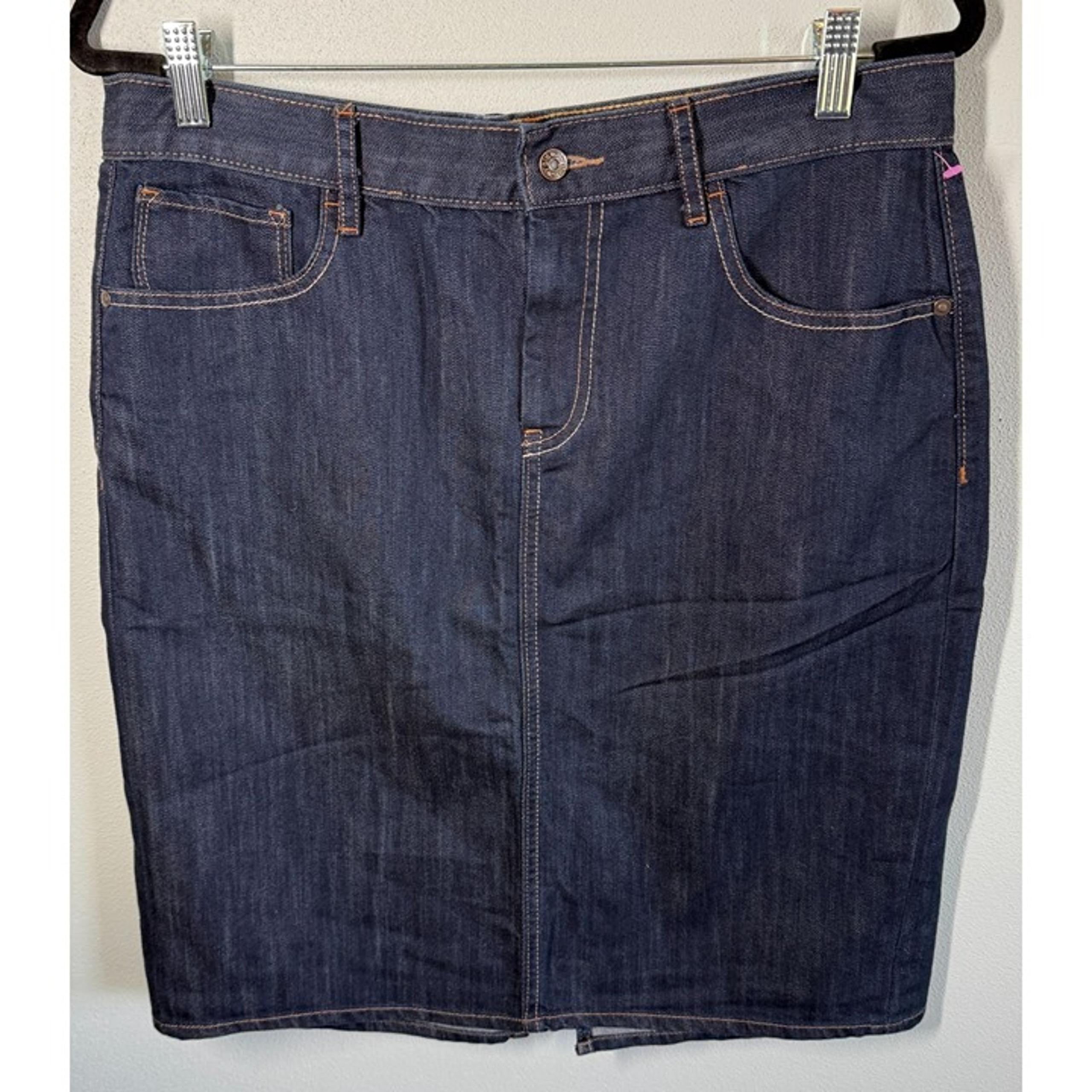 Denim Pencil Skirt Womens 12 High Rise Dark Wash Retro Pockets - Old Navy