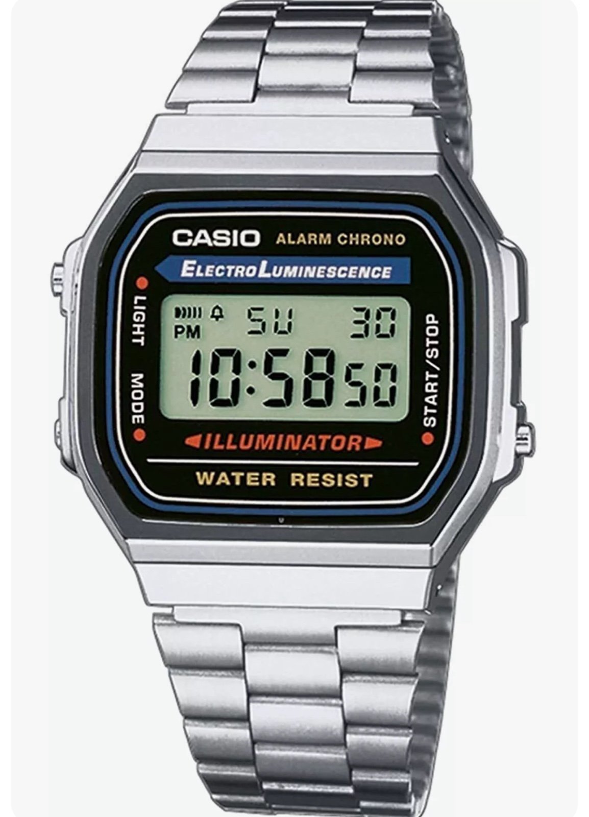 Watch New Casio Men's Watch Digital Dial Stainless Steel Bracelet A158W A168W-1