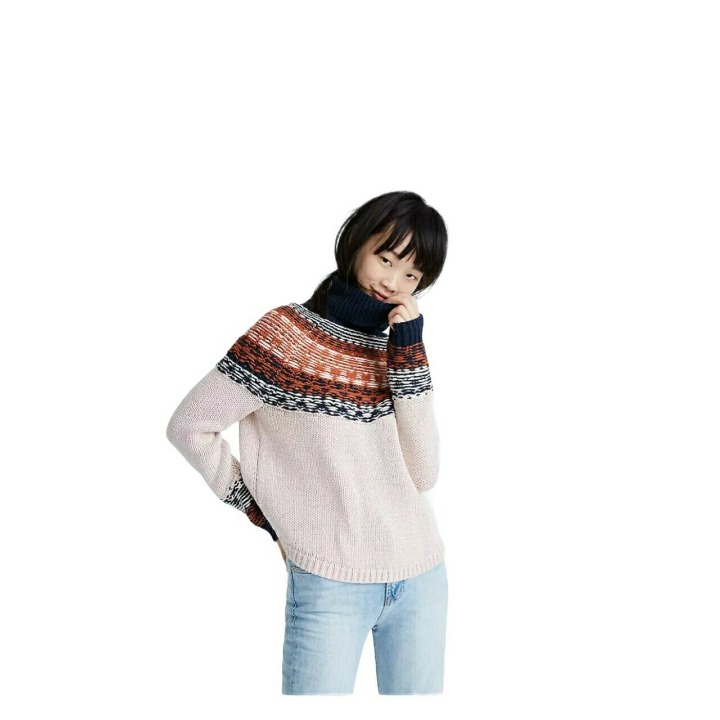 Madewell Brookdale Fair Isle Turtleneck Sweater 5% Alpaca Size S
