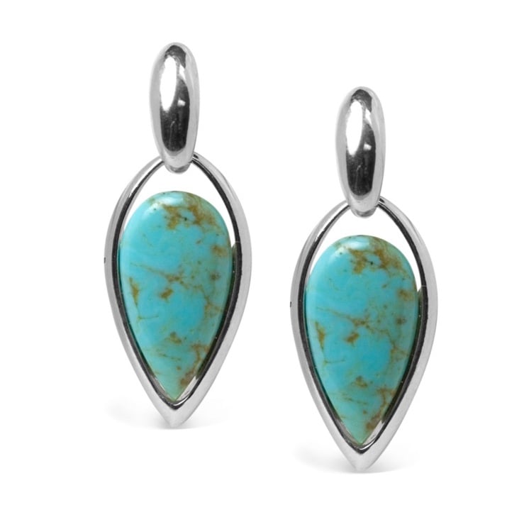 Carolyn Pollack Sterling Silver Kingman turquoise Gemstone Teardrop Earrings