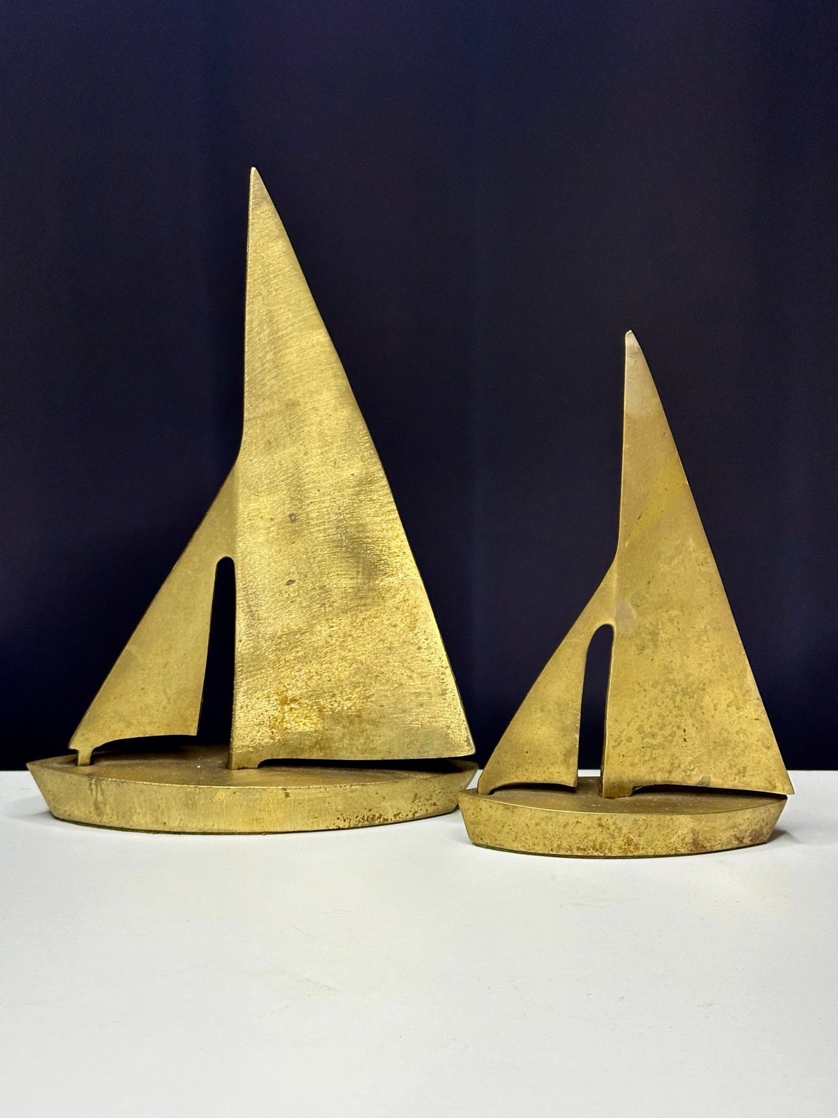 Vintage Leonard Brass Sailboats/MCM Nautical Decor