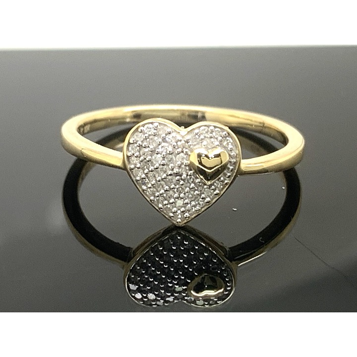 Heart Shape Love Promise Ring Diamond 10k Yellow Gold Women's Jewelry Size 7.5