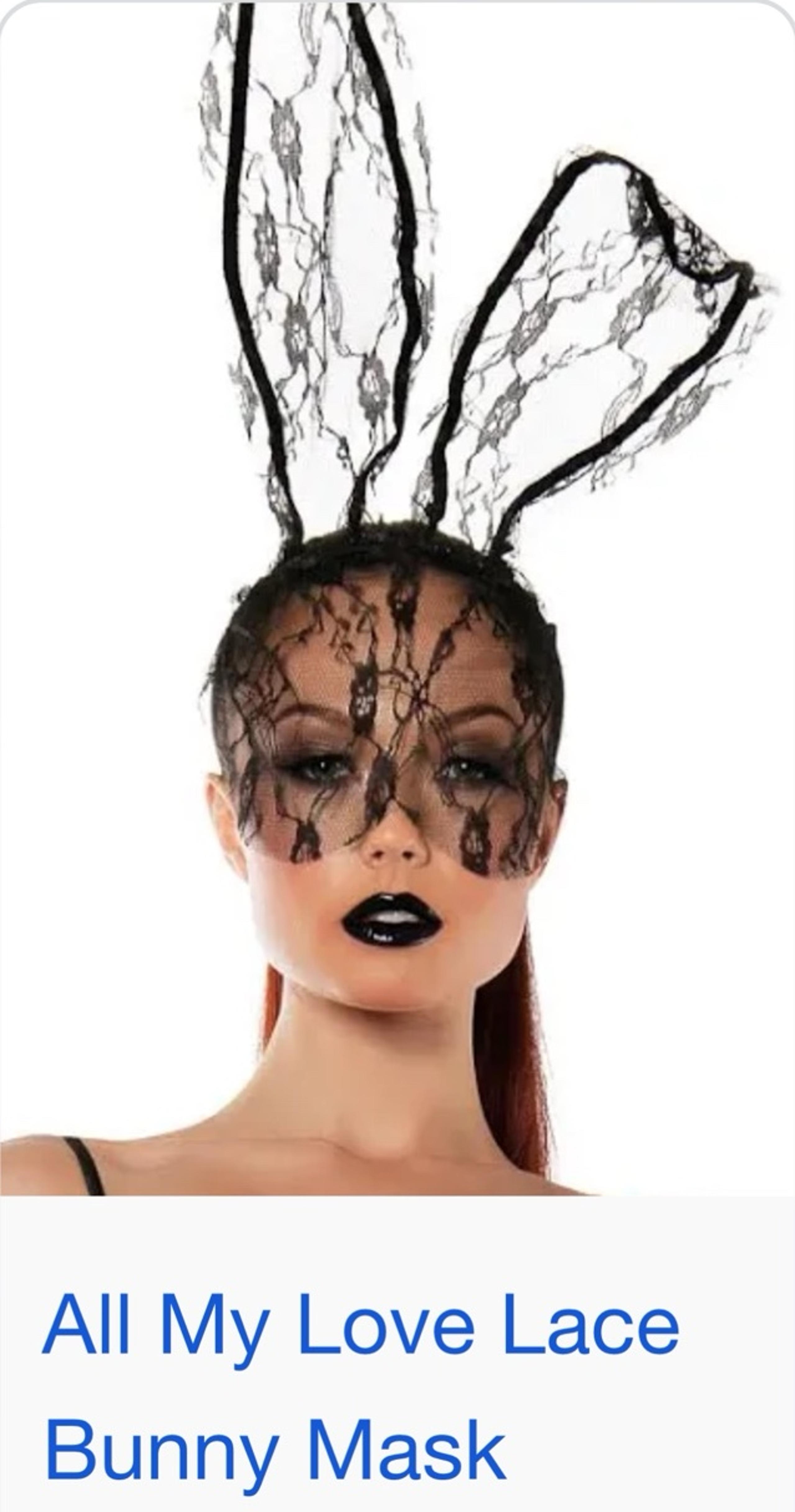 Halloween Costume Womens Lace Bunny Ears Mask Headband Accessory NEW IN PACKAGE