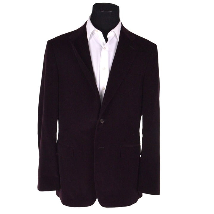 Carolina Herrera Mens Blazer Sportcoat Jacket 44 Burgundy Red Corduroy Spain