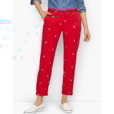 Talbots Relaxed Fit Chino Pants Size 4 Red French Bulldog Ankle Length NEW