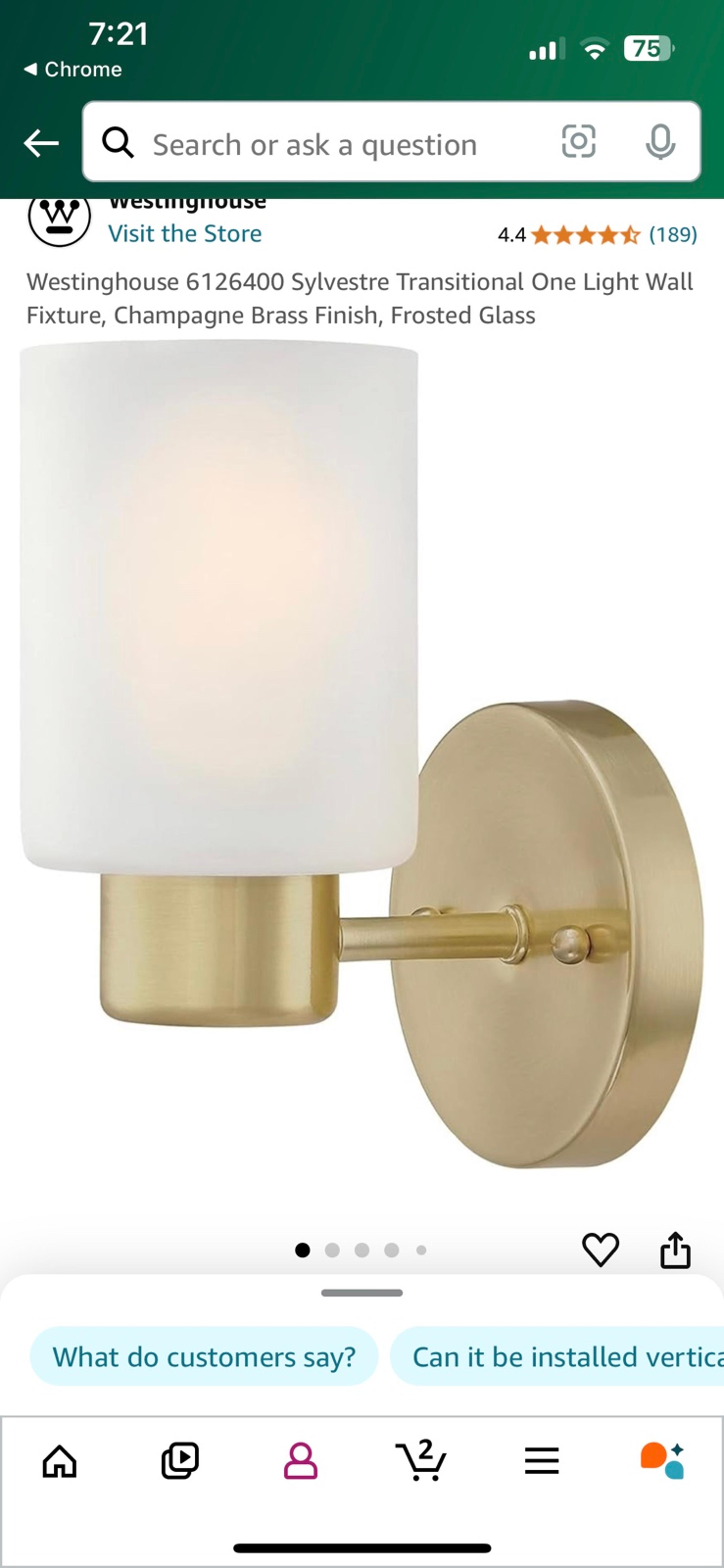 Westinghouse Sylvestre 1 Light Gold Sconce