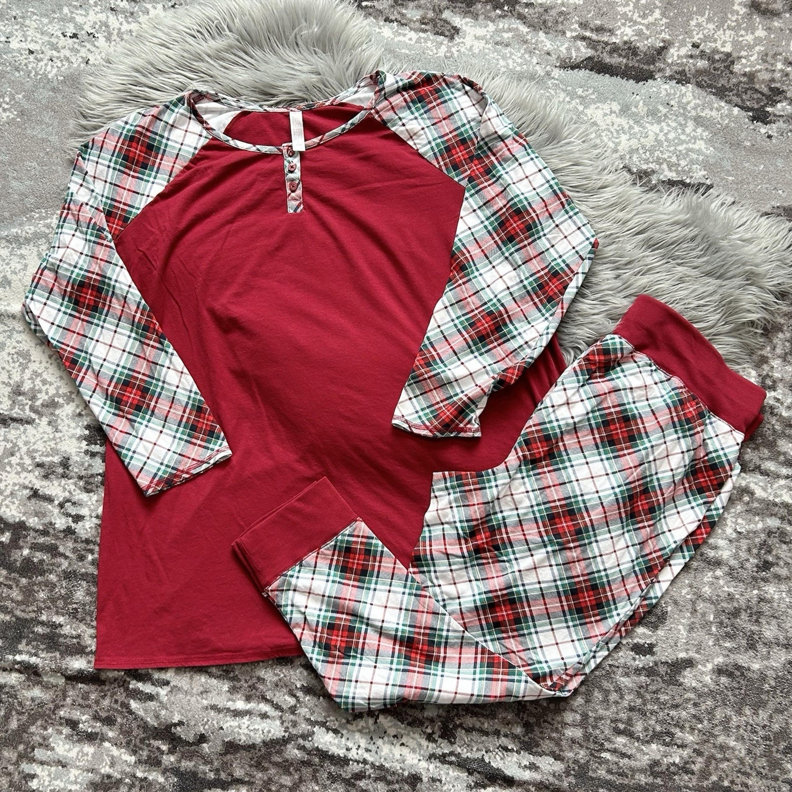Sleep By Cacique Womens Plus Sized Plaid Henley & Legging Pajama Set Size 22/24