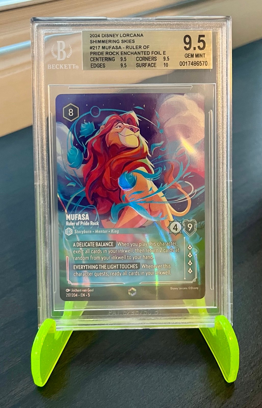 Mufasa - Ruler of Pride Rock (Enchanted) 217/204 Shimmering Skies Holo BGS 9.5