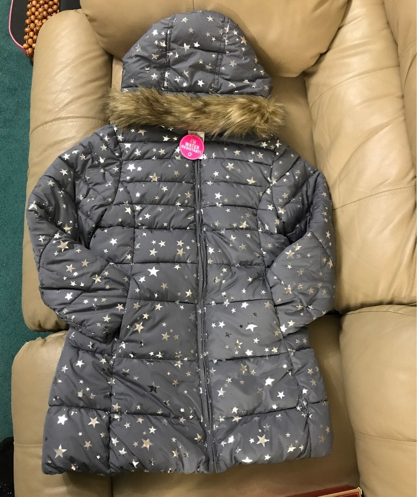 New M7/8 Girls Stars Long Puffer Jacket