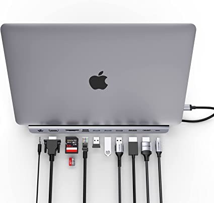 Lention C95 Docking Station Grey USB-A Cardreader Ethernet HDMI Displayport Audi