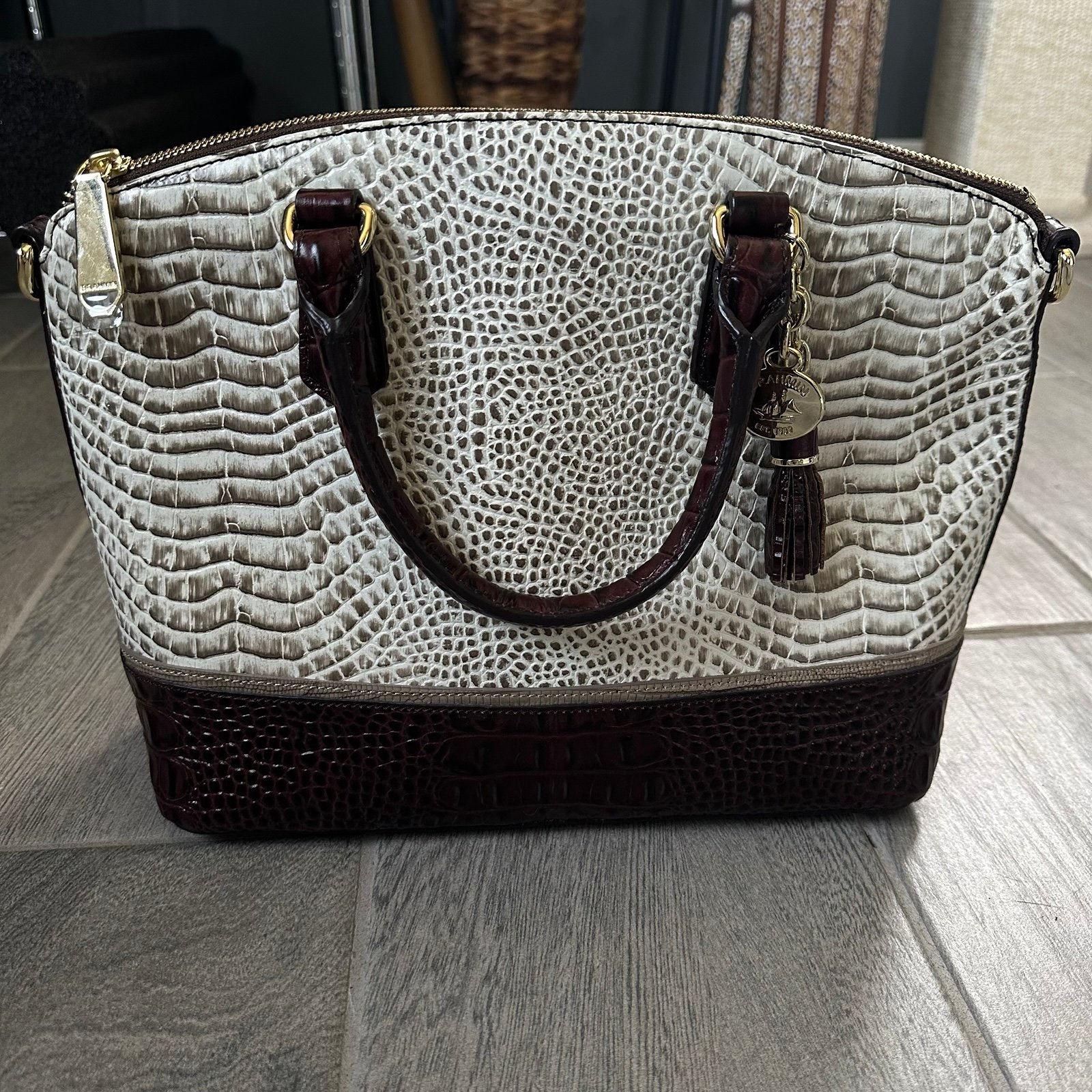Brahmin Duxbury Satchel Crème & Brown