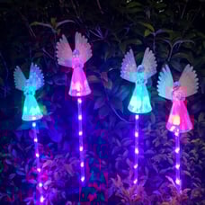 4 LED Solar Angel Lights Garden Landscape Stake Outdoor Decor Lamp Waterproof