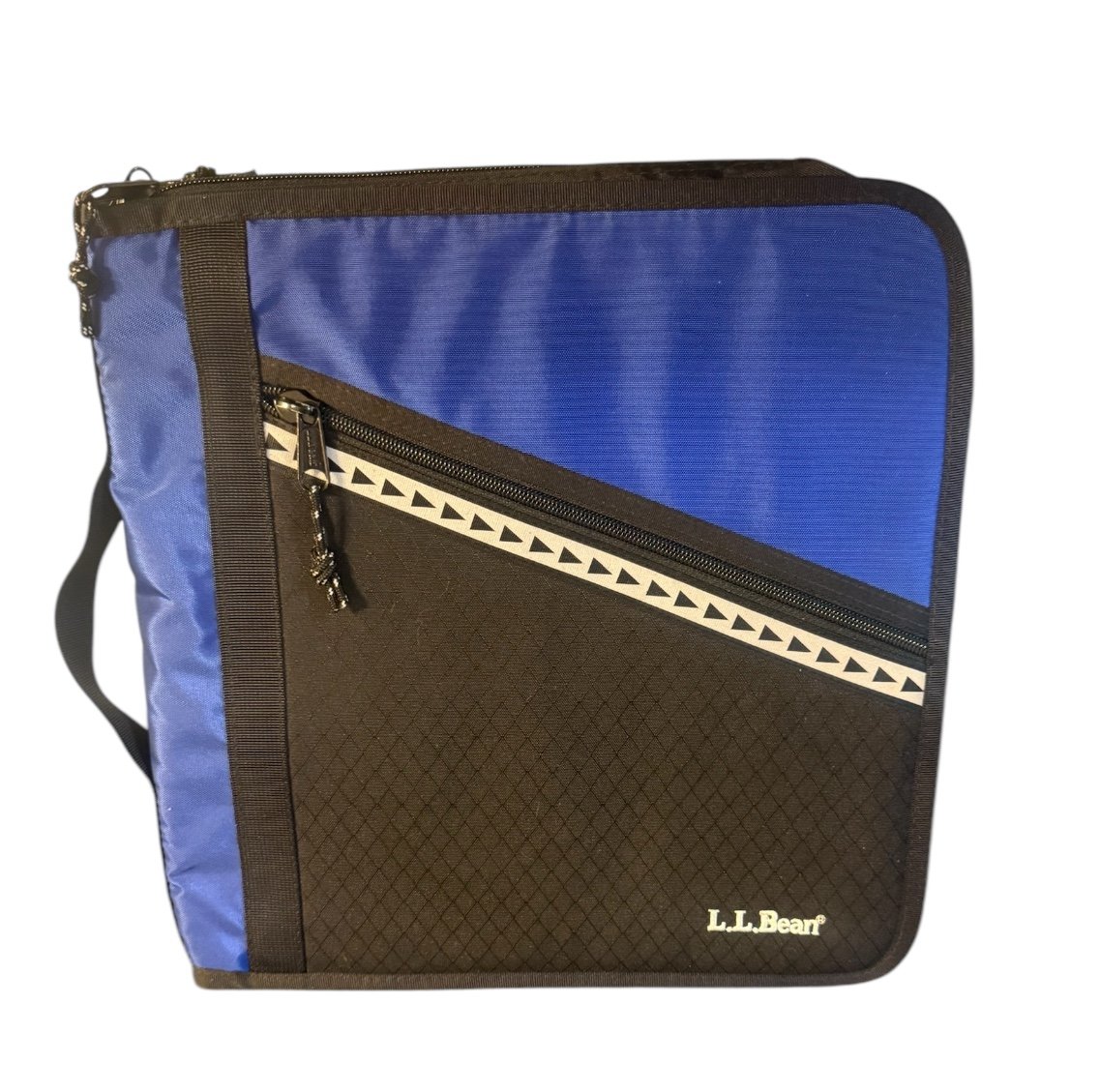 Vintage LL Bean Blue Black Portfolio Binder Planner Folder Zip Storage Organizer