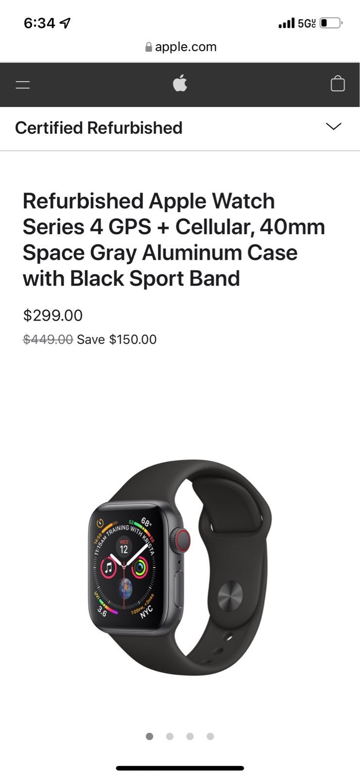 Apple Watch Series 4 40 mm GPS + Cellular
