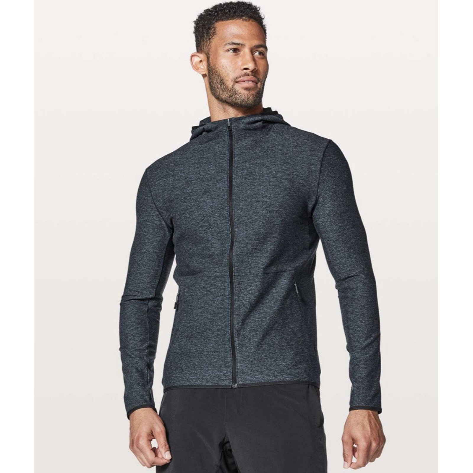 Lululemon Mens Surge Warm Full Zip Jacket Size Large Blue Hooded Workout Gym Run