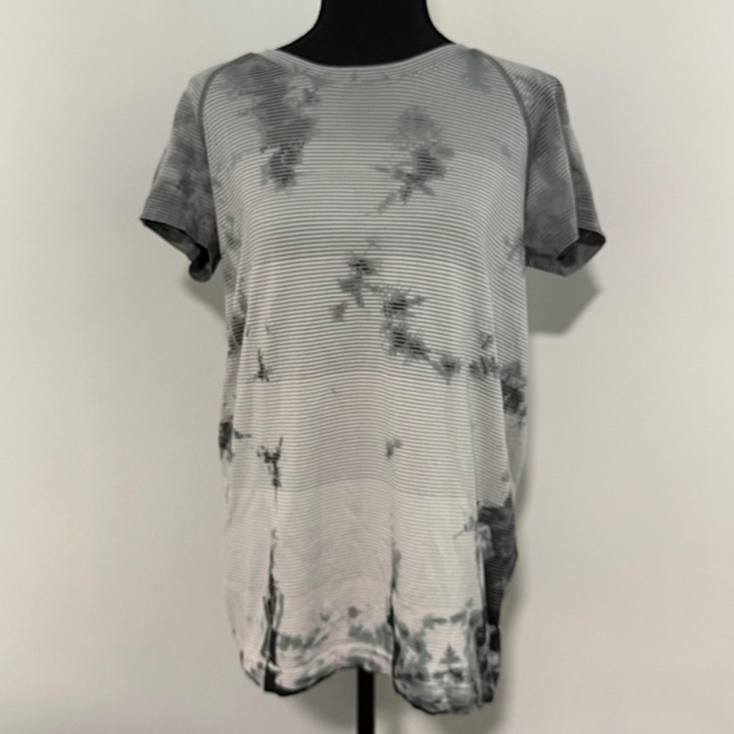 Lululemon Swiftly Tech T-Shirt Womens 12 Gray White Tie-Dye Gym Activewear Yoga