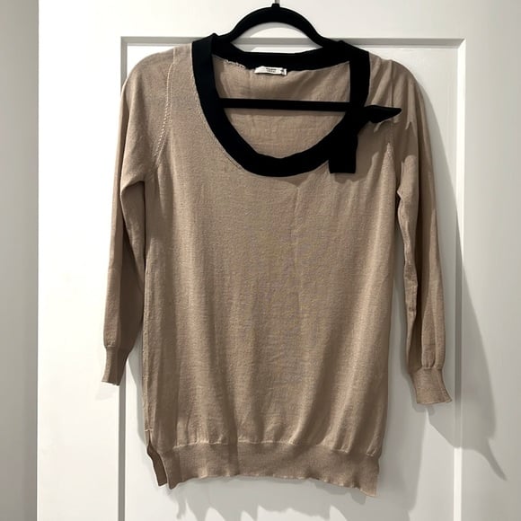 Prada Wool Bow Scoop Neck Sweater