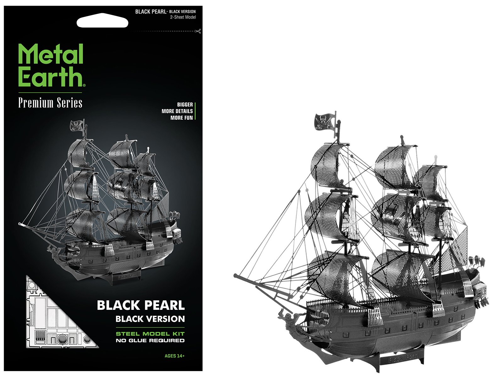 Model Kit Black Pearl Ship Black Version (Moderate Difficulty) Steel Model by Me