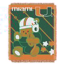 University of Miami Hurricanes Jacquard Baby Throw Blanket 36x46 Football New