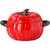 Dutch Oven Pot with Lid Pumpkin Pottery Dessert Saucepan Mini Baking Bowl Red