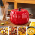 Dutch Oven Pot with Lid Pumpkin Pottery Dessert Saucepan Mini Baking Bowl Red