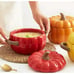 Dutch Oven Pot with Lid Pumpkin Pottery Dessert Saucepan Mini Baking Bowl Red