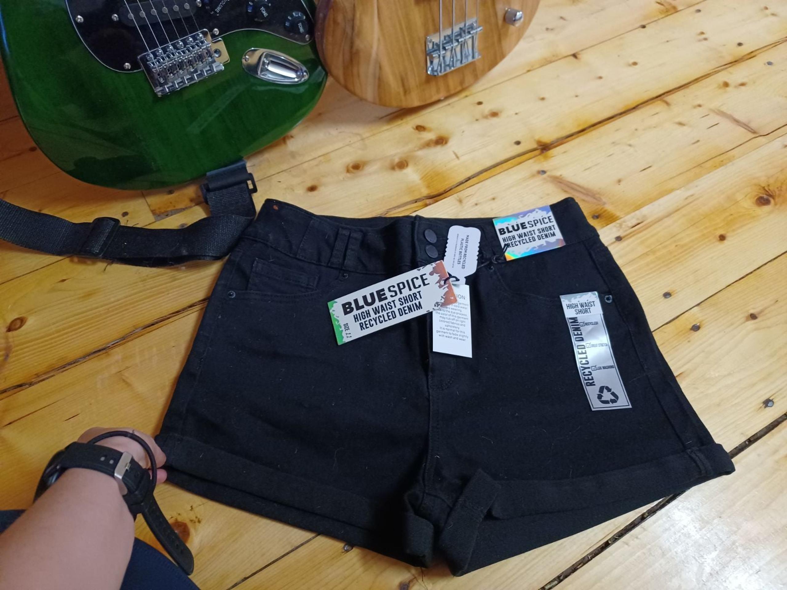 Blue Spice Black Recycled Shorts Size 11. High Waisted.