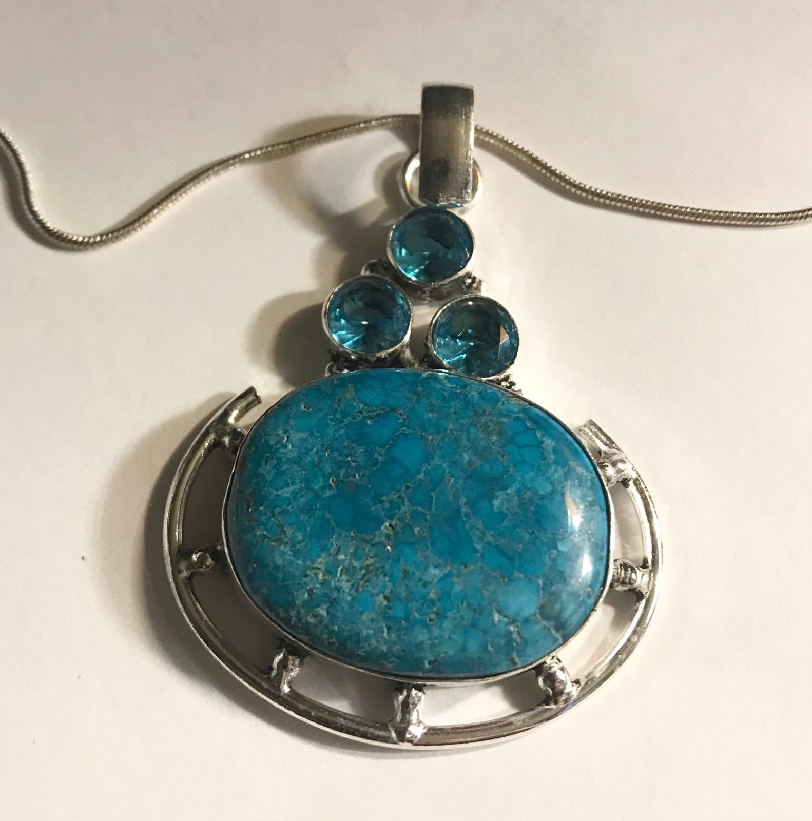 Turquoise Blue Topaz 925 Sterling Silver Necklace