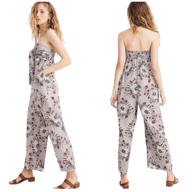 SALE Madewell Strapless Tie-Front Jumpsuit in Painted Blooms Size 2