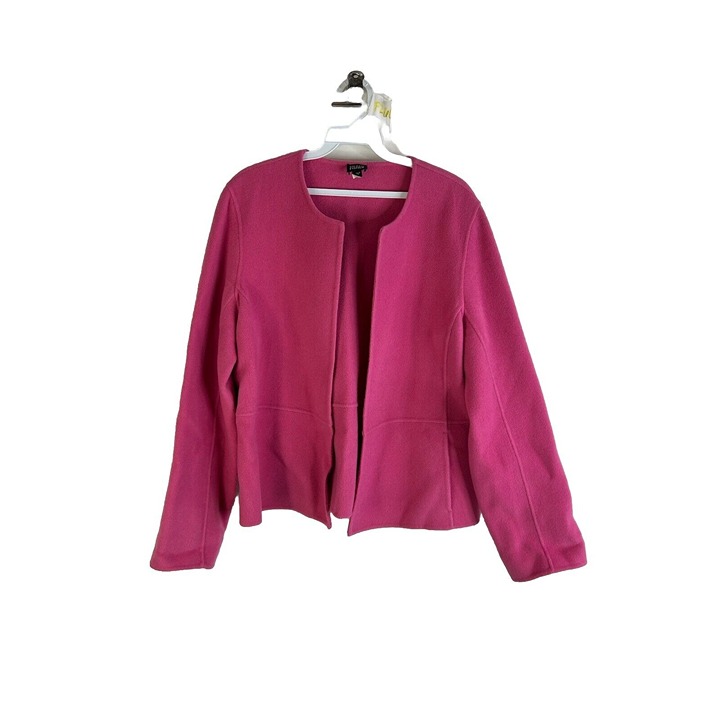 Eileen Fisher Womens Medium Felted Wool Cashmere Open Cardigan Sweater Coat Pink