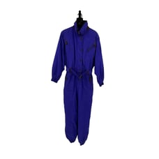 Edelweiss Snow Suit Womens Large Ski Belted Indigo Nylon Insulated Vintage