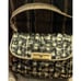 Coach Metallic Black Button Closure Shoulder Bag Gold Accents