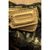 Coach Metallic Black Button Closure Shoulder Bag Gold Accents